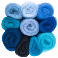 Комплект от новозеландска дарашка вълна 27-29 микр цвят Син Комплект от новозеландска дарашка вълна 27-29 микр цвят Син