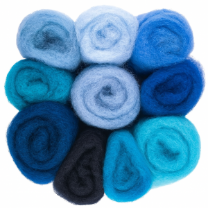 Комплект от новозеландска дарашка вълна 27-29 микр цвят Син Комплект от новозеландска дарашка вълна 27-29 микр цвят Син