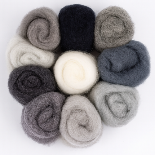 Комплект от новозеландска дарашка вълна 27-29 микр цвят Сиво-черен Комплект от новозеландска дарашка вълна 27-29 микр цвят Сиво-черен