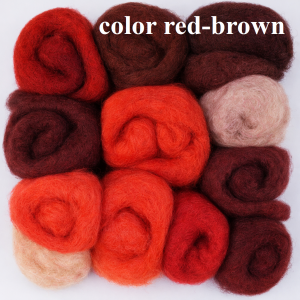 Комплект от  новозеландска дарашка вълна  27-29  микр цвят Червено-кофяв