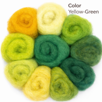 Комплект от  новозеландска дарашка вълна  27-29  микр цвят Жълт-зелен