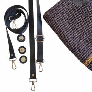 Дръжки за чанта естествена кожа, черен цвят