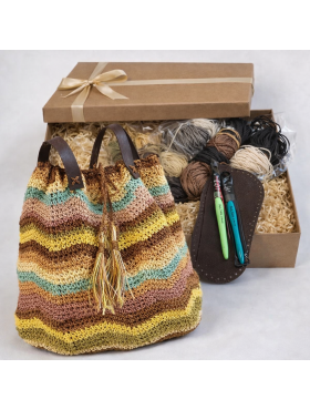 Комплект за плетене на чанта "Дъга" на български език