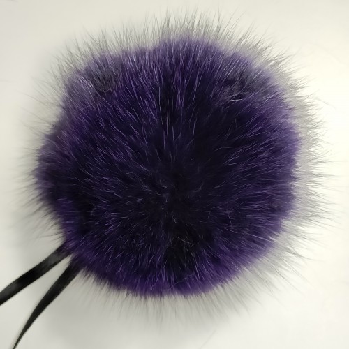 Помпон от естествена кожа тъмно-лилав цвят 11-12 cm Помпон от естествена кожа тъмно-лилав цвят 11-12 cm