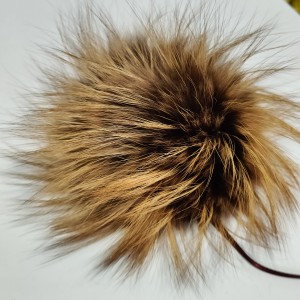 Помпон от естествена кожа Orange 14-16 cm