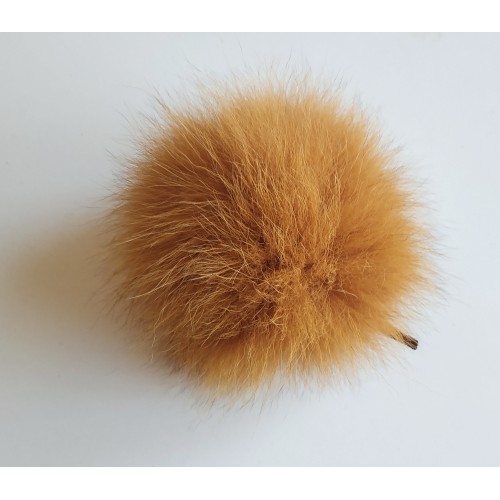 Помпон от естествена кожа горчица 12-14 cm Помпон от естествена кожа горчица 12-14 cm